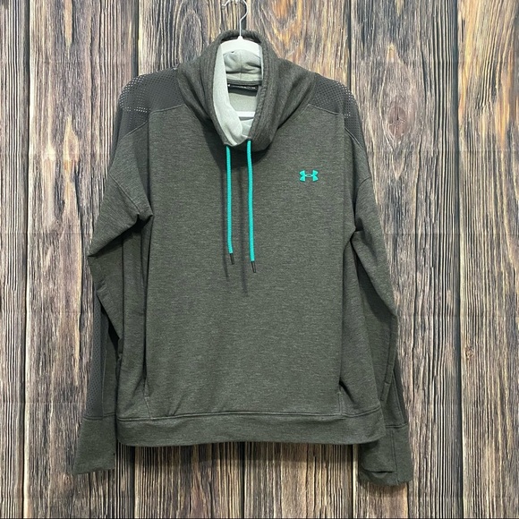 Under Armour | grey and aqua cowl neck sweatshirt - Picture 1 of 4